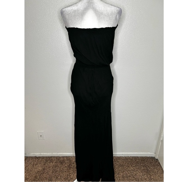 Young Fabulous & Broke Black Strapless Ruched Maxi Dress Front Slit Size M EUC - Picture 5 of 9